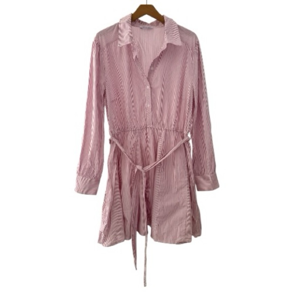 Steve Madden Size XL Seersucker Striped Pink Dress Spring Beach